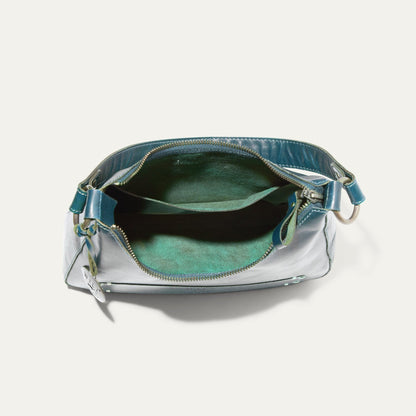 Simple Mini Hobo Shoulder bag in teal leather with gold zipper by Will Leather Goods on Tampa Home & Garden Store