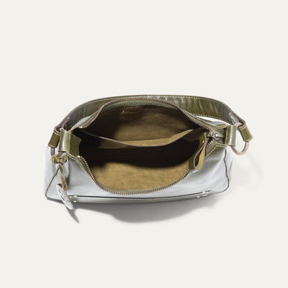 Simple Mini Hobo Shoulder bag olive green leather with zipper closure by Will Leather Goods on Tampa Home & Garden Store