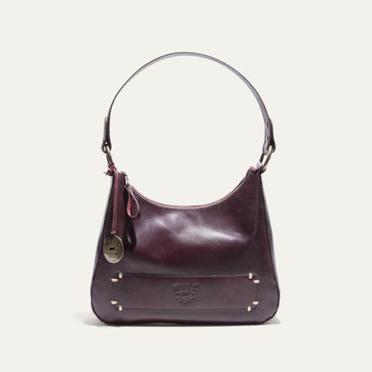 Simple Mini Hobo Shoulder bag burgundy leather by Will Leather Goods with front pocket on Tampa Home & Garden Store
