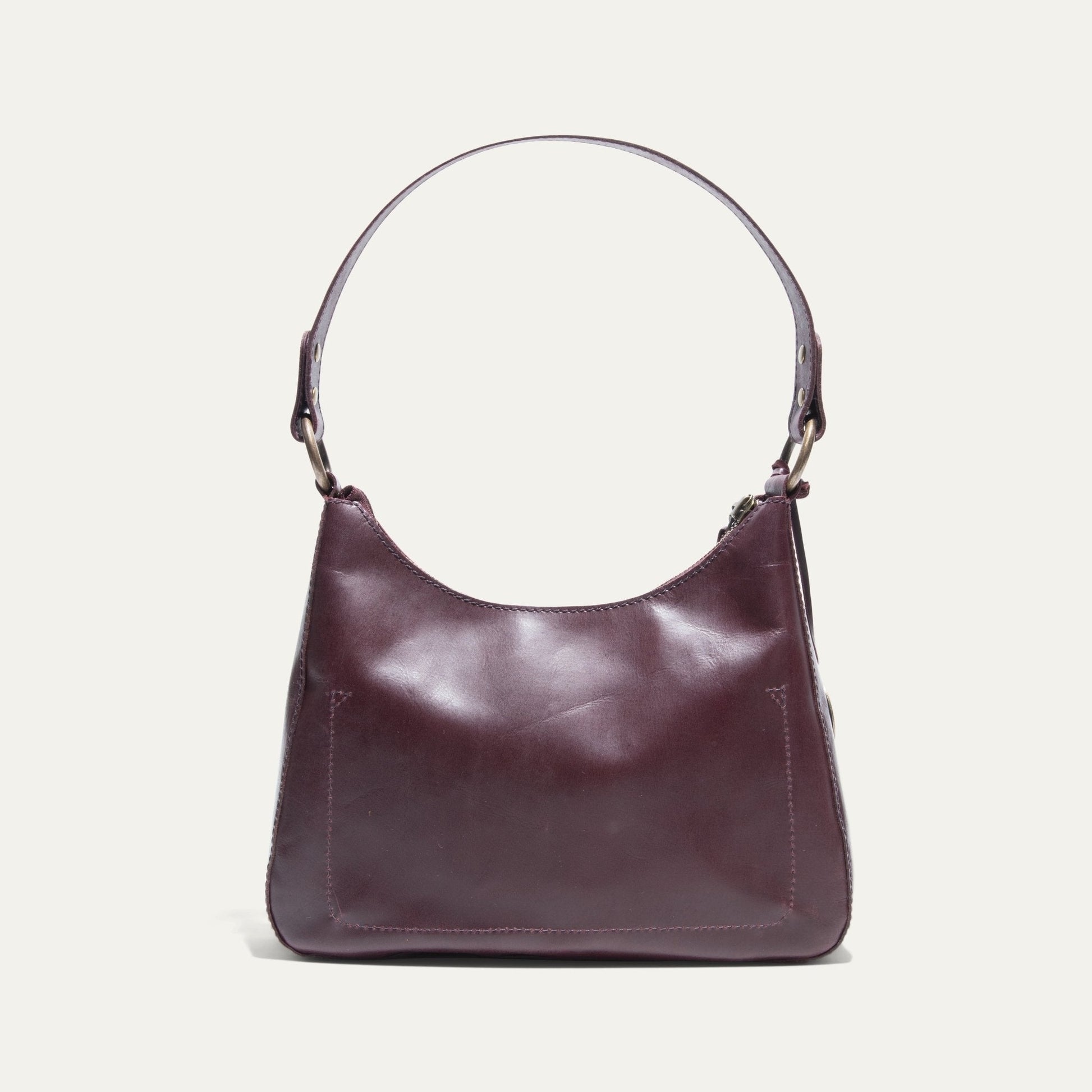 Simple Mini Hobo Shoulder bag by Will Leather Goods in burgundy leather with curved strap on Tampa Home & Garden Store