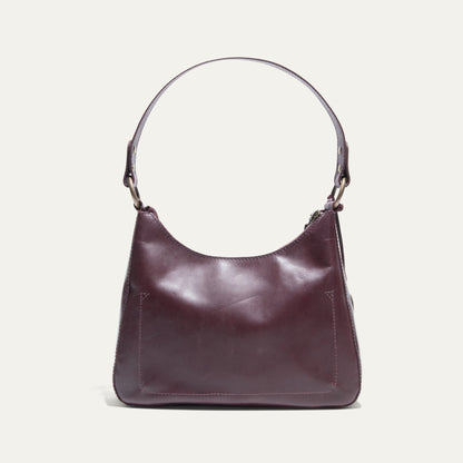 Simple Mini Hobo Shoulder bag by Will Leather Goods in burgundy leather with curved strap on Tampa Home & Garden Store