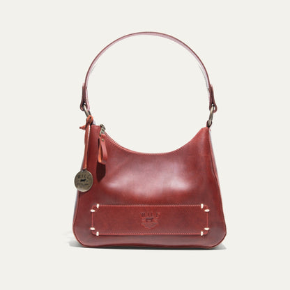 Simple Mini Hobo Shoulder bag by Will Leather Goods, red leather with pocket brass hardware on Tampa Home & Garden Store
