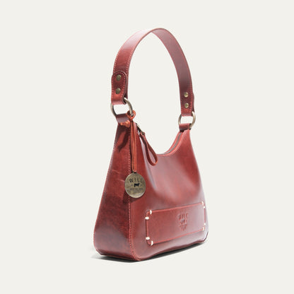 Simple Mini Hobo Shoulder bag red leather with brass hardware by Will Leather Goods on Tampa Home & Garden Store