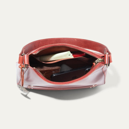 Simple Mini Hobo Shoulder bag, red leather with zipper pockets, Will Leather Goods on Tampa Home & Garden Store