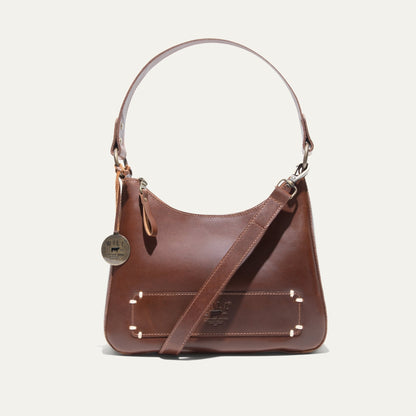 Simple Mini Hobo Shoulder bag by Will Leather Goods in brown leather with brass hardware on Tampa Home & Garden Store