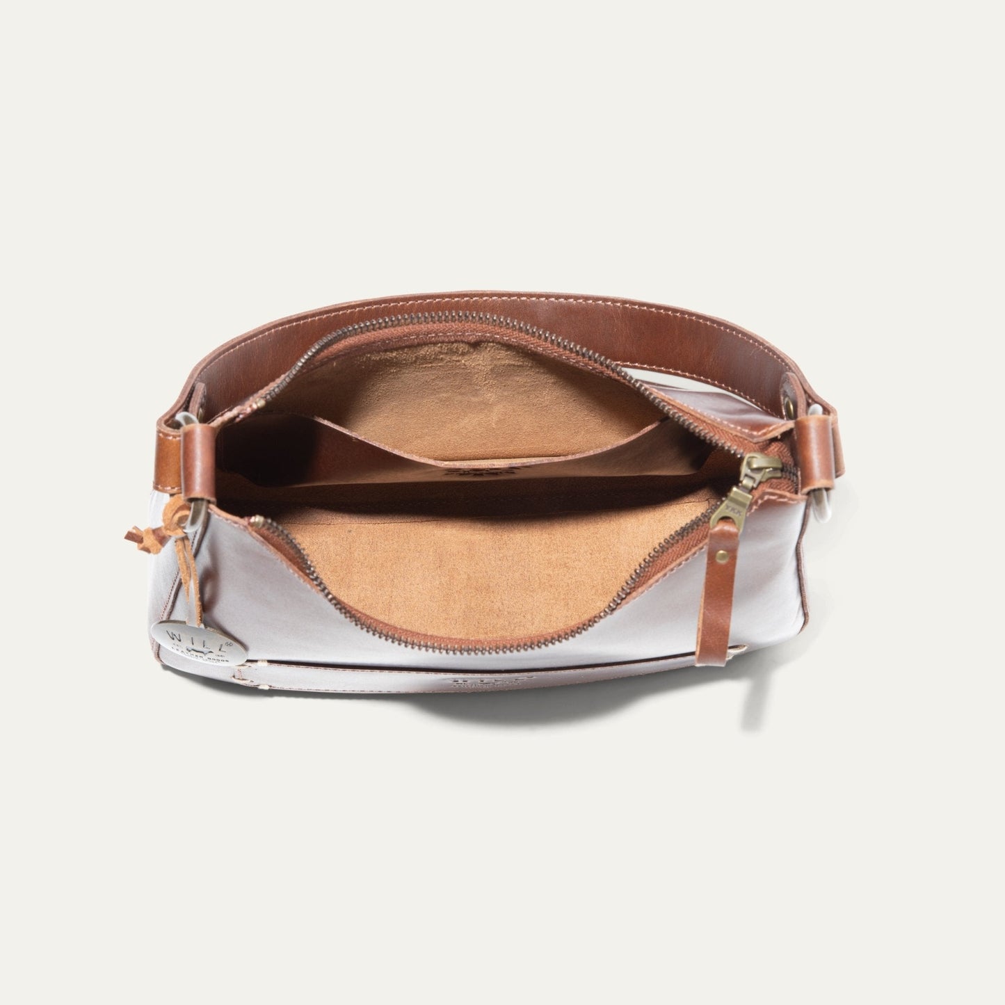 Simple Mini Hobo Shoulder bag by Will Leather Goods, brown leather with zip top on Tampa Home & Garden Store