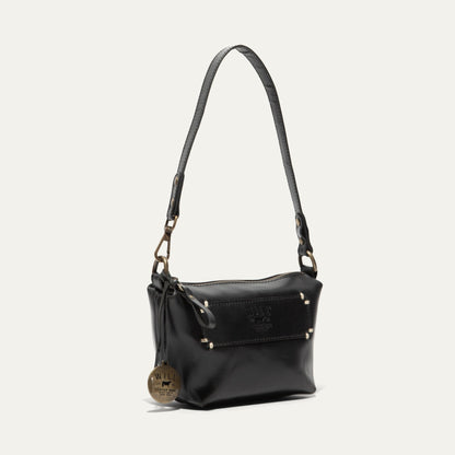 Simple Mini Pouch black leather shoulder bag by Will Leather Goods with brass hardware on Tampa Home & Garden Store