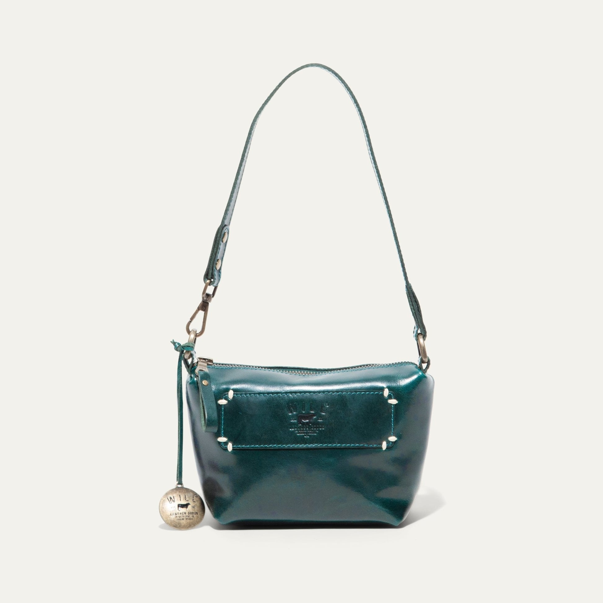 Simple Mini Pouch teal leather shoulder bag by Will Leather Goods with crossbody strap on Tampa Home & Garden Store