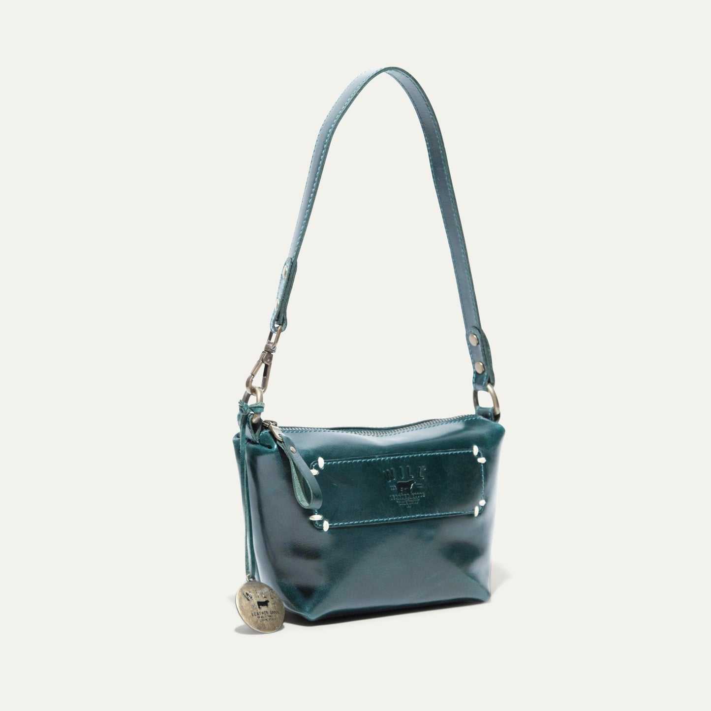 Simple Mini Pouch shoulder bag in teal leather with adjustable strap by Will Leather Goods on Tampa Home & Garden Store