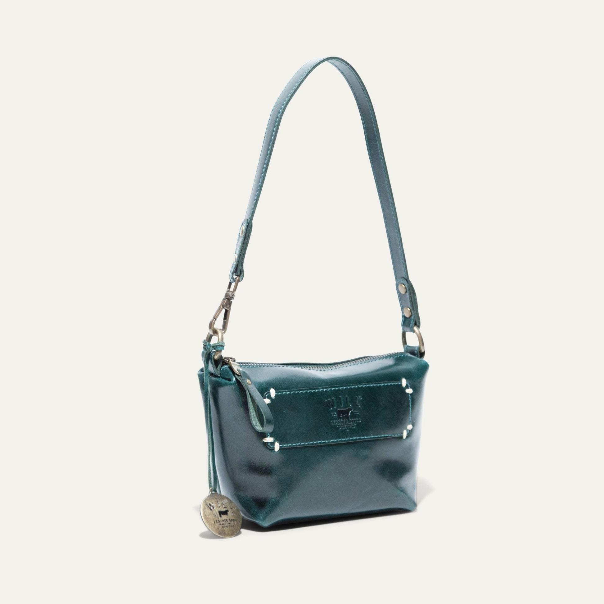 Simple Mini Pouch shoulder bag in teal leather with adjustable strap by Will Leather Goods on Tampa Home & Garden Store