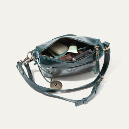 Simple Mini Pouch shoulder bag teal leather by Will Leather Goods with zipper on Tampa Home & Garden Store