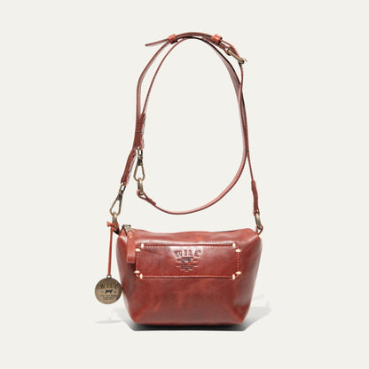 Simple Mini Pouch brown leather shoulder bag Will Leather Goods with brass hardware on Tampa Home & Garden Store