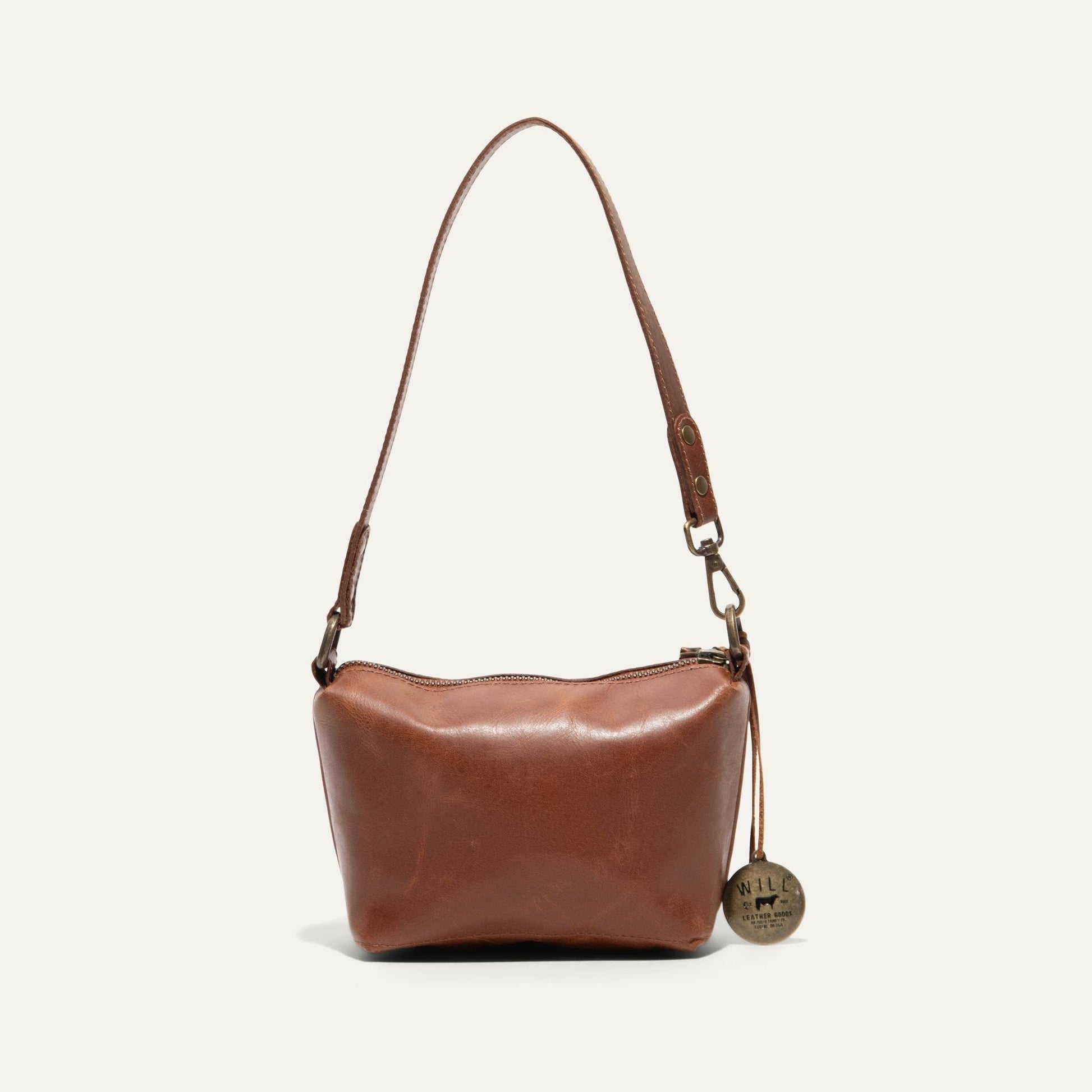 Simple Mini Pouch brown leather shoulder bag by Will Leather Goods with adjustable strap on Tampa Home & Garden Store
