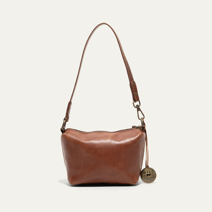 Simple Mini Pouch brown leather shoulder bag by Will Leather Goods with adjustable strap on Tampa Home & Garden Store