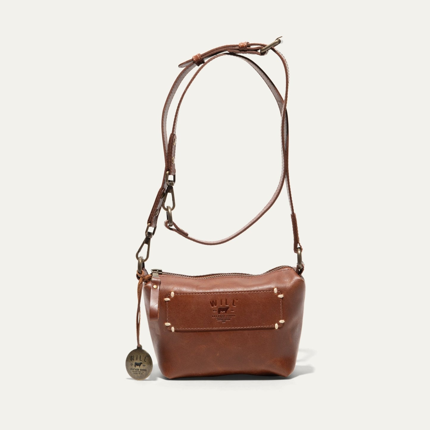 Simple Mini Pouch shoulder bag by Will Leather Goods in brown leather with adjustable strap on Tampa Home & Garden Store