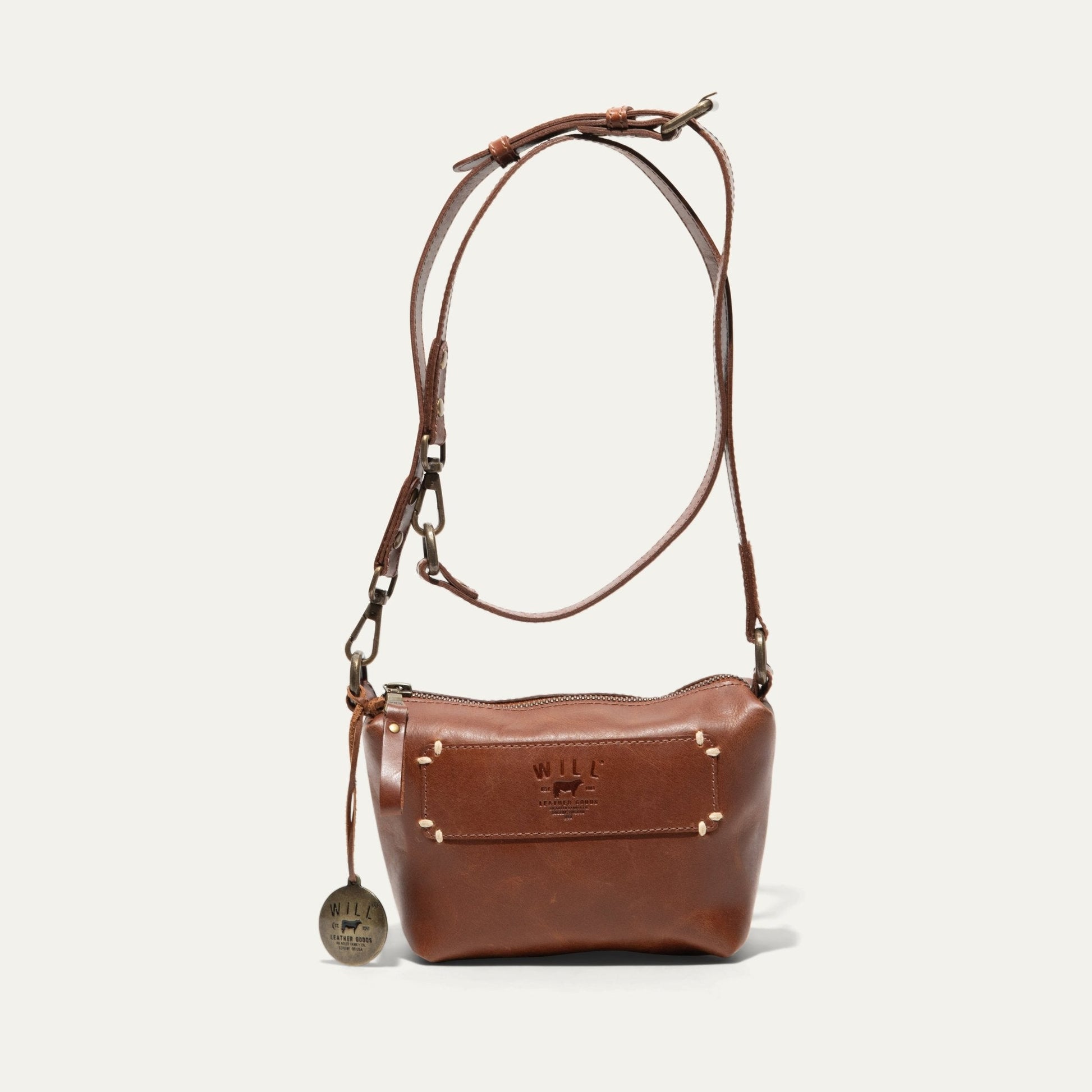 Simple Mini Pouch shoulder bag by Will Leather Goods in brown leather with adjustable strap on Tampa Home & Garden Store