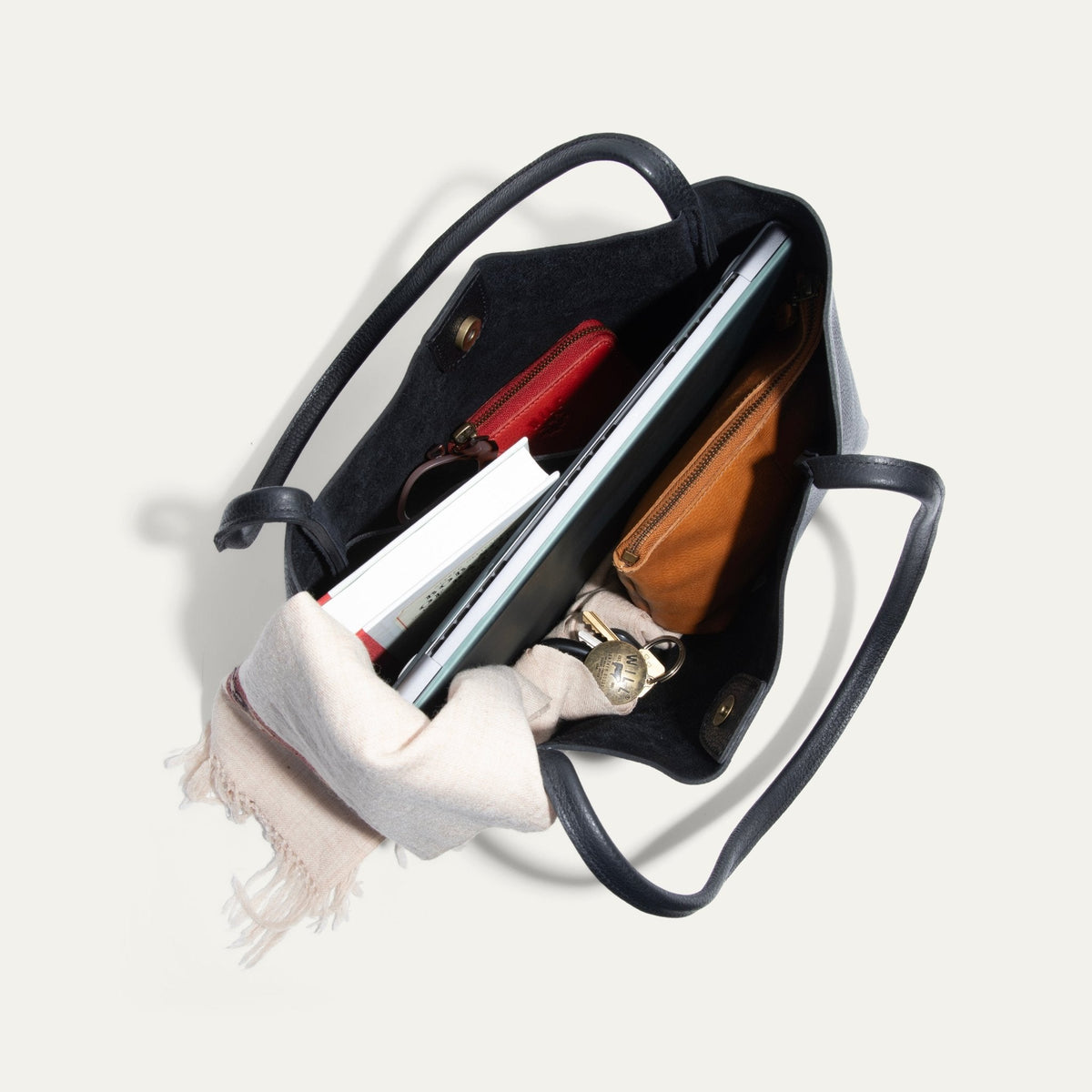 Workshop Tote by Will Leather Goods dark leather with red zipper pocket on Tampa Home & Garden Store