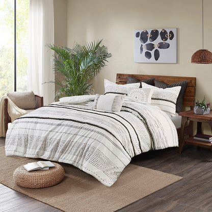 Cotton Printed Comforter Set with Black and White