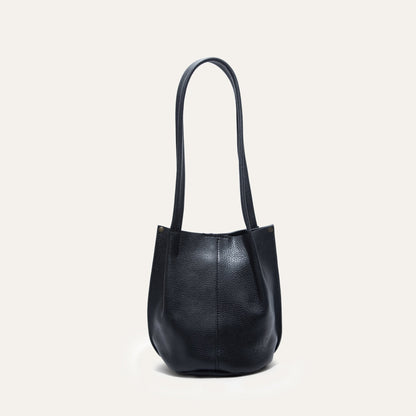 Workshop Bucket Bag by Will Leather Goods in black pebble leather with long dual handles on Tampa Home & Garden Store