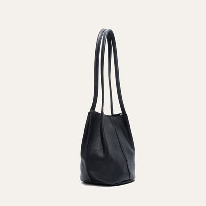 Workshop Bucket Bag by Will Leather Goods in black pebbled leather with long handles on Tampa Home & Garden Store