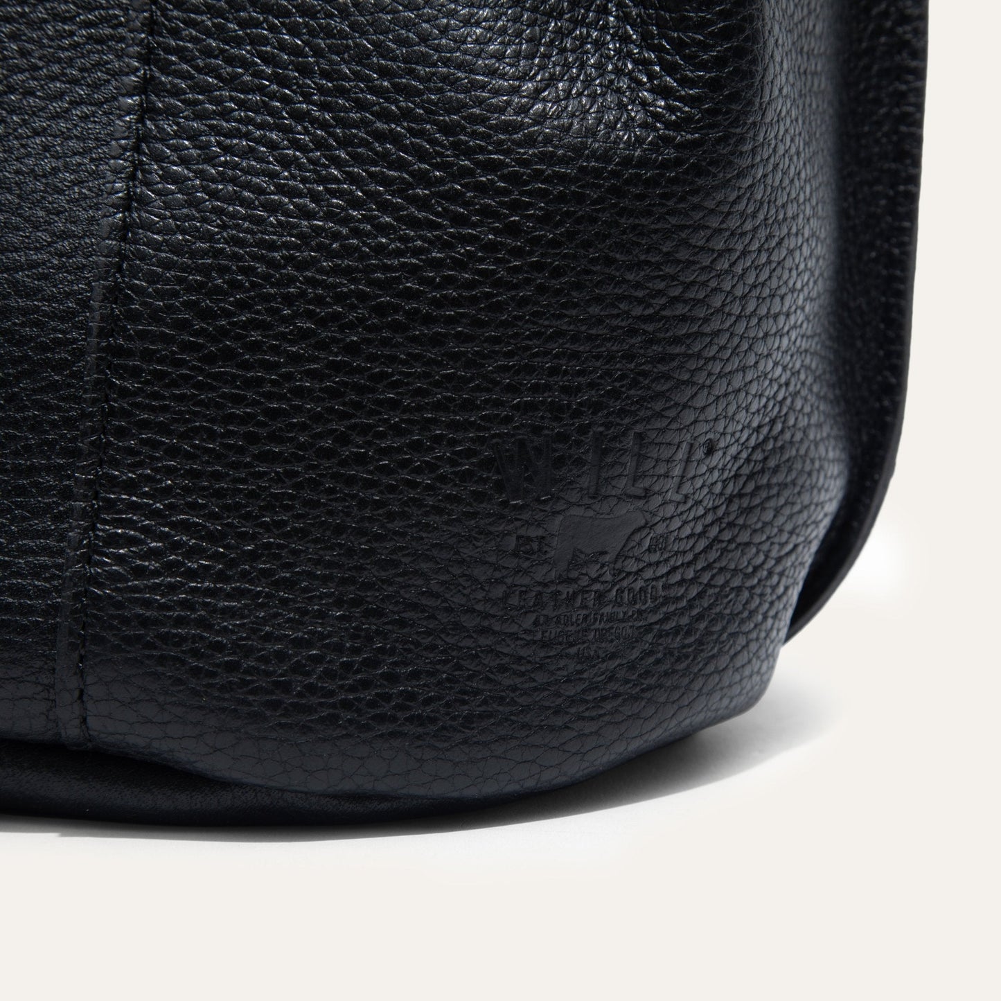 Workshop Bucket Bag by Will Leather Goods black pebbled leather handbag on Tampa Home & Garden Store
