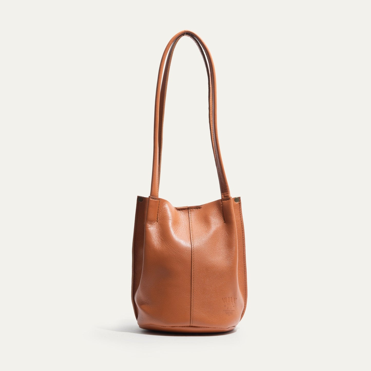 Workshop Bucket Bag by Will Leather Goods, tan leather handbag with long straps on Tampa Home & Garden Store