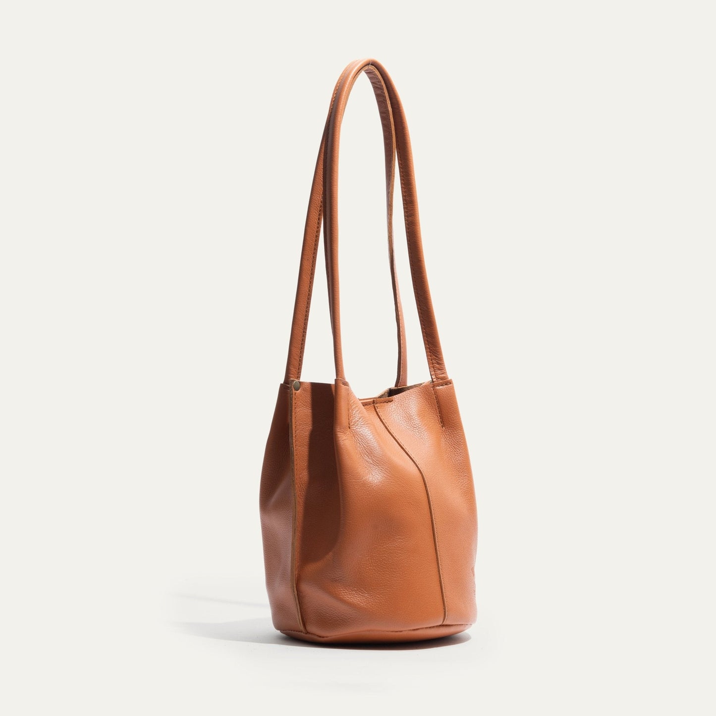 Workshop Bucket Bag by Will Leather Goods, tan leather handbag with dual shoulder straps on Tampa Home & Garden Store
