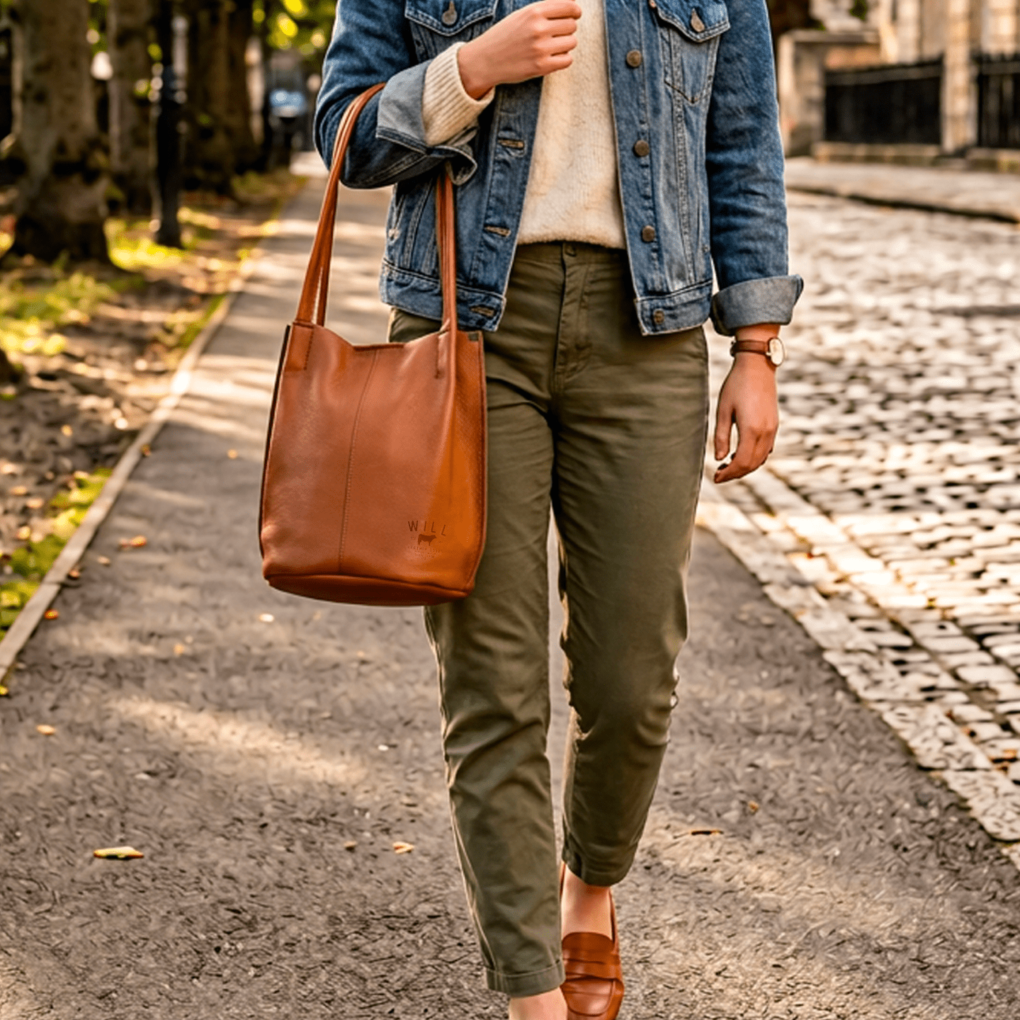 Workshop Bucket Bag by Will Leather Goods in tan leather with long shoulder straps on Tampa Home & Garden Store