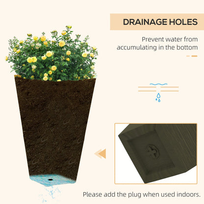 Outsunny 28in tall outdoor planters set of 3 in dark brown pots with yellow roses on Tampa Home & Garden Store