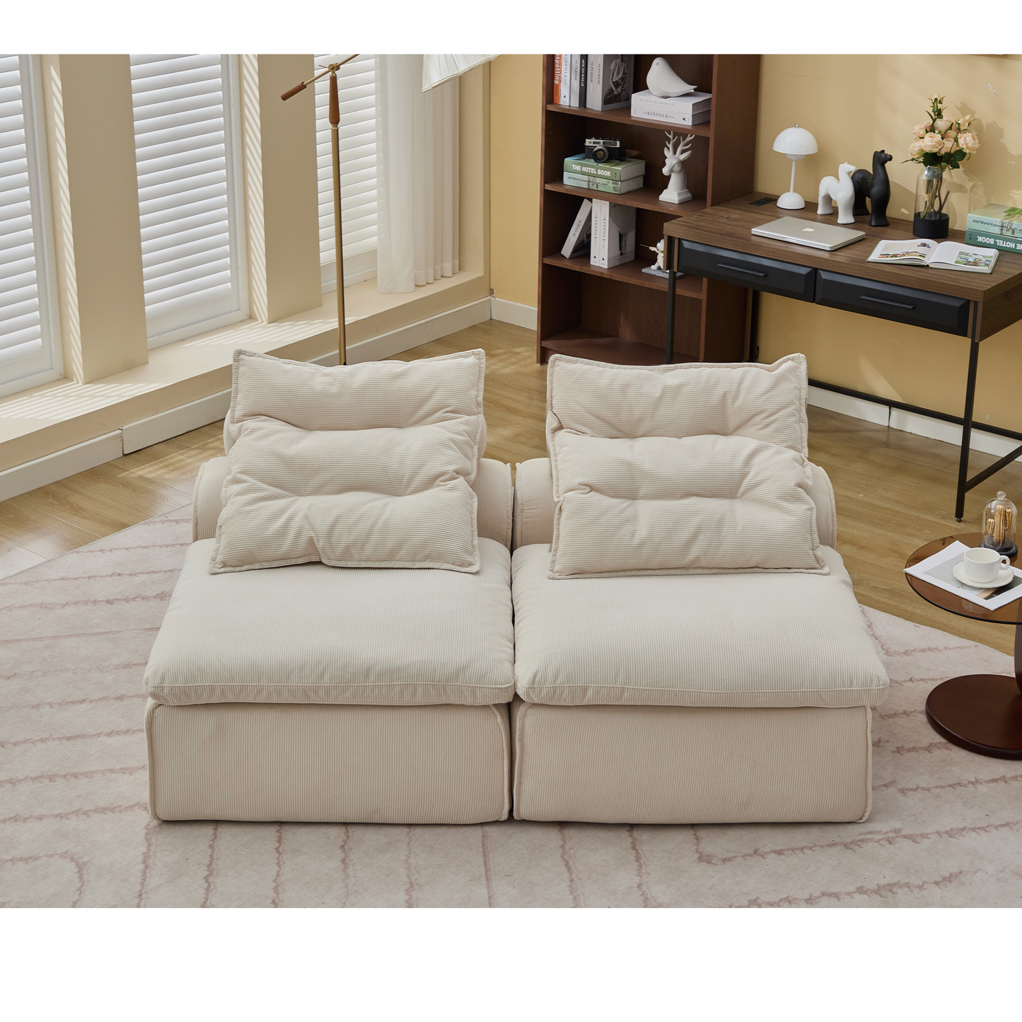 Modular Sofa With Neck and Lumbar Pillows