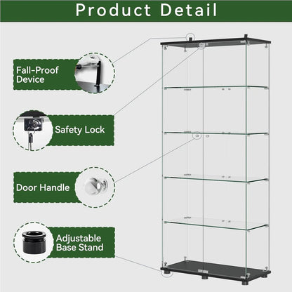 Display cabinet with glass shelves double doors and safety lock Unique Piece Furniture on Tampa Home & Garden Store