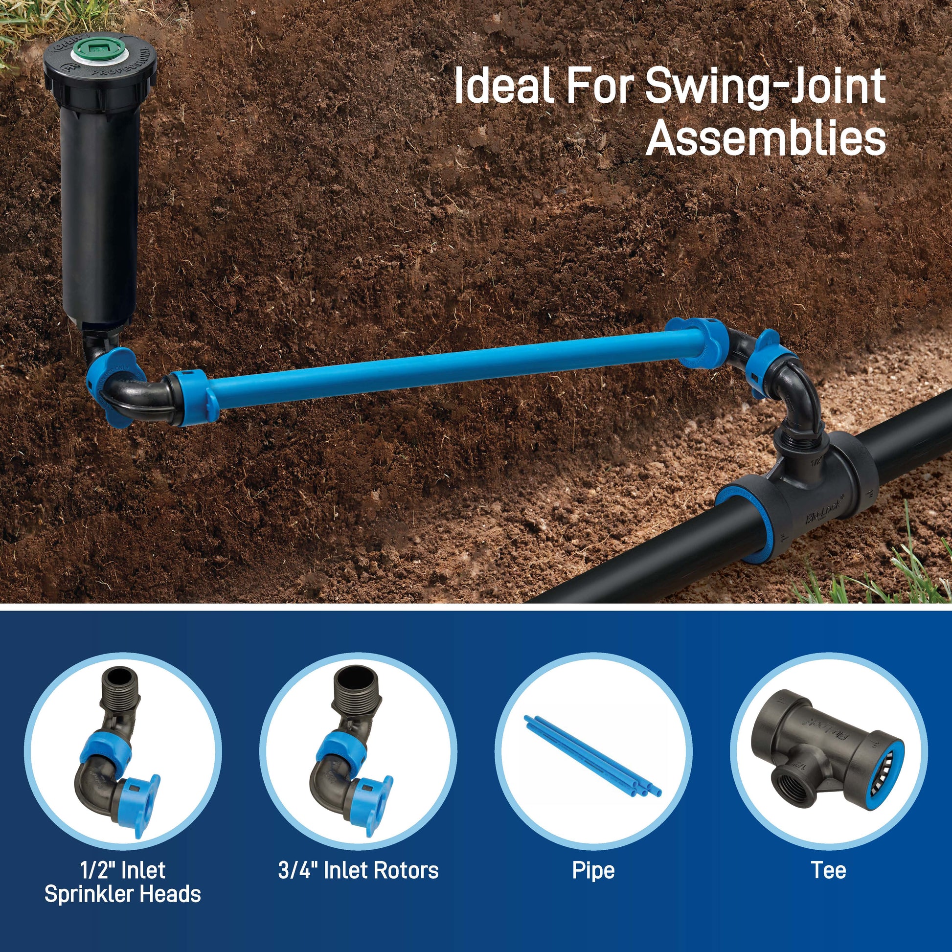 1/2 in Blu-Lock street elbow irrigation connector Orbit brand blue/black underground pipe on Tampa Home & Garden Store