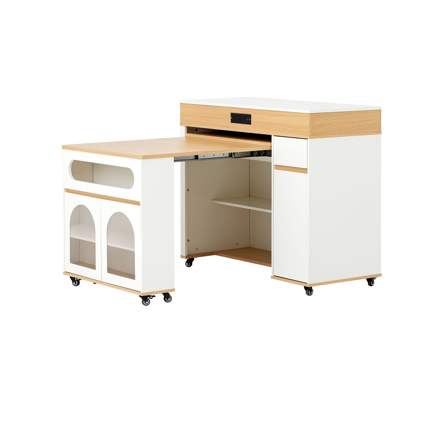 Extendable Table and Rolling Kitchen Island Cart