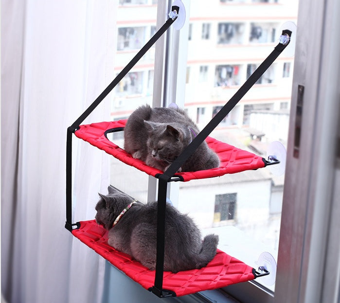 Cat hammock window perch red two-level bed for indoor cats Sell My Stuff with two cats on Tampa Home & Garden Store