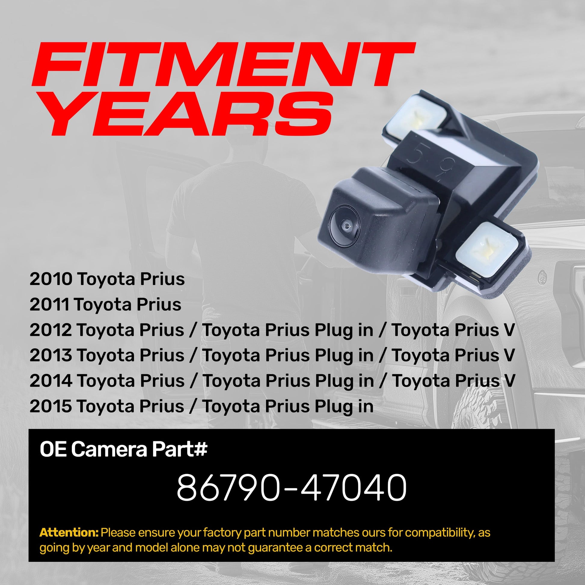 Master Tailgaters OEM backup camera for Toyota Prius (2010-2015), OE Part 86790-47040, plug-in on Tampa Home & Garden Store