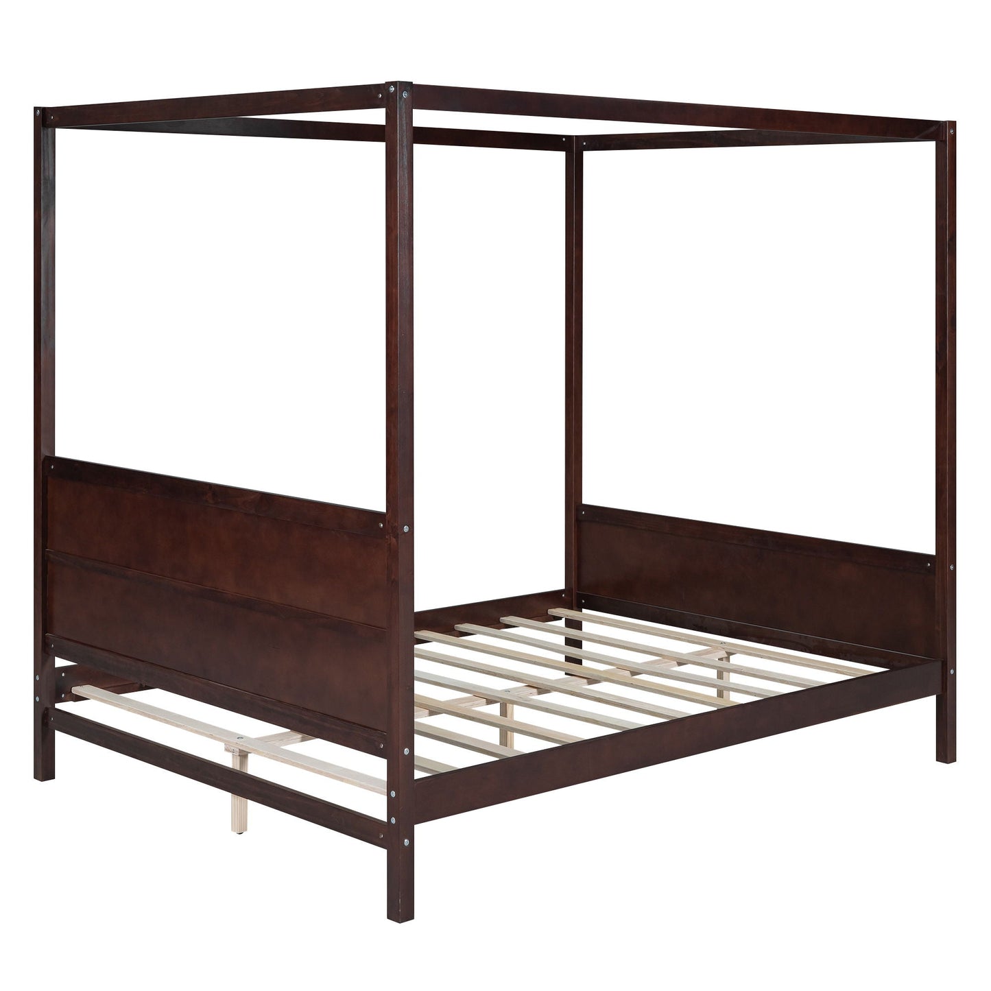 Modern Canopy Platform Bed and Wooden Headboard