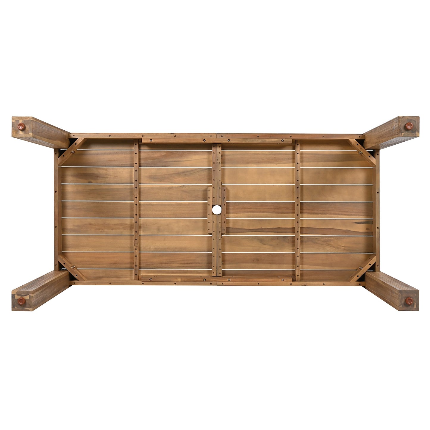 Trexm 7 Piece Acacia Patio Table and 6 Chairs Set