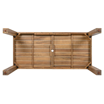 Trexm 7 Piece Acacia Patio Table and 6 Chairs Set