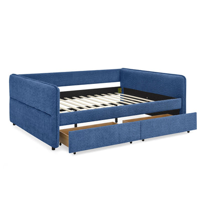 Upholstered Daybed and Two Foam Storage Drawers
