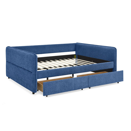 Upholstered Daybed and Two Foam Storage Drawers