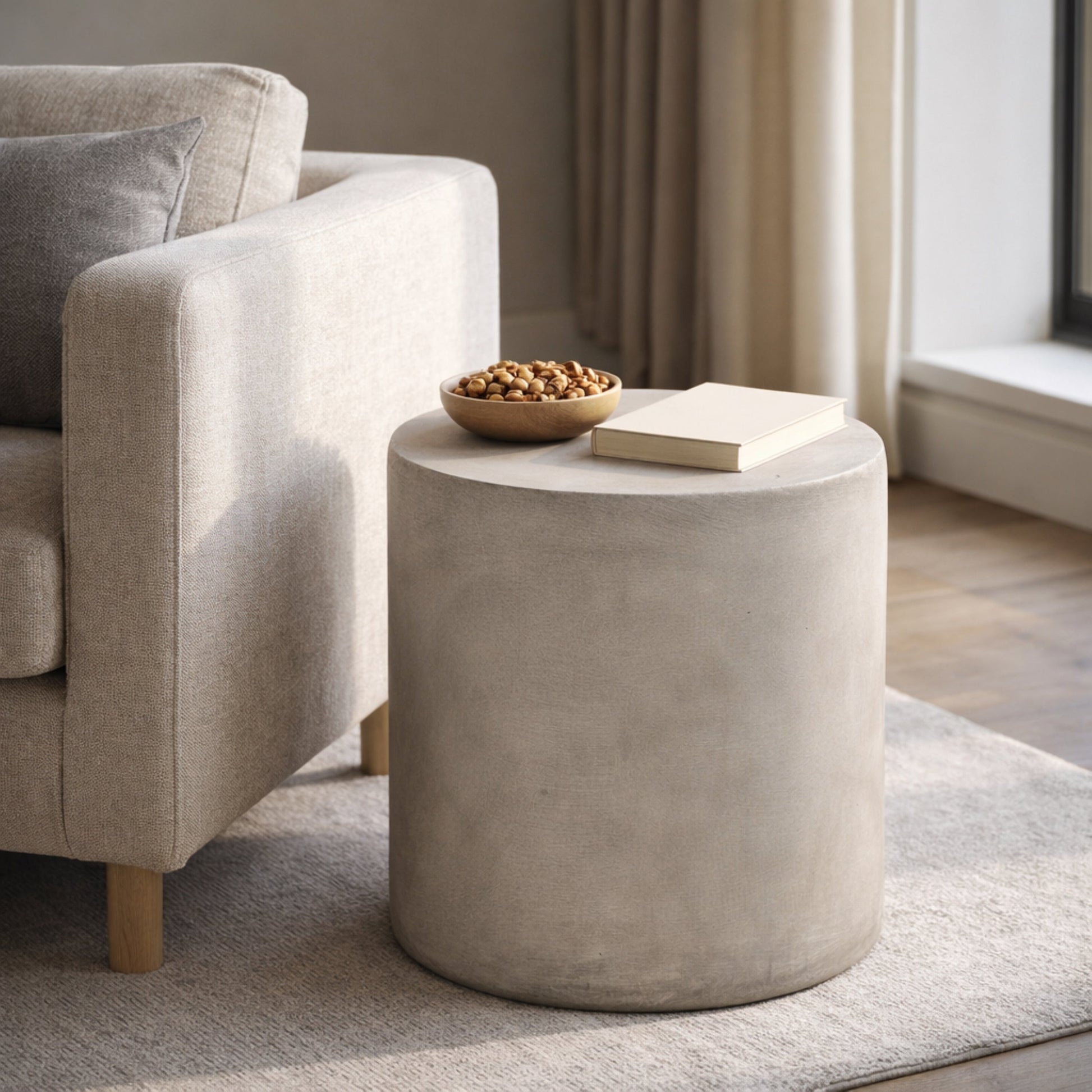 Outdoor Lightweight Concrete Side Table light gray by HouseOfZazla; round concrete table on Tampa Home & Garden Store