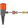 Gardena spray sprinkler on spike with orange nozzle, US waterstop, brass connector on Tampa Home & Garden Store