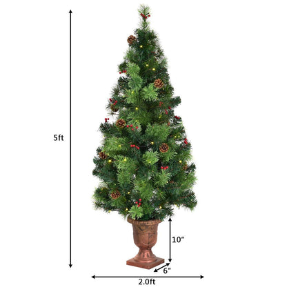 LED Christmas Tree with Red Berries Pine Cones DirectDeals, 5ft tree in copper planter on Tampa Home & Garden Store