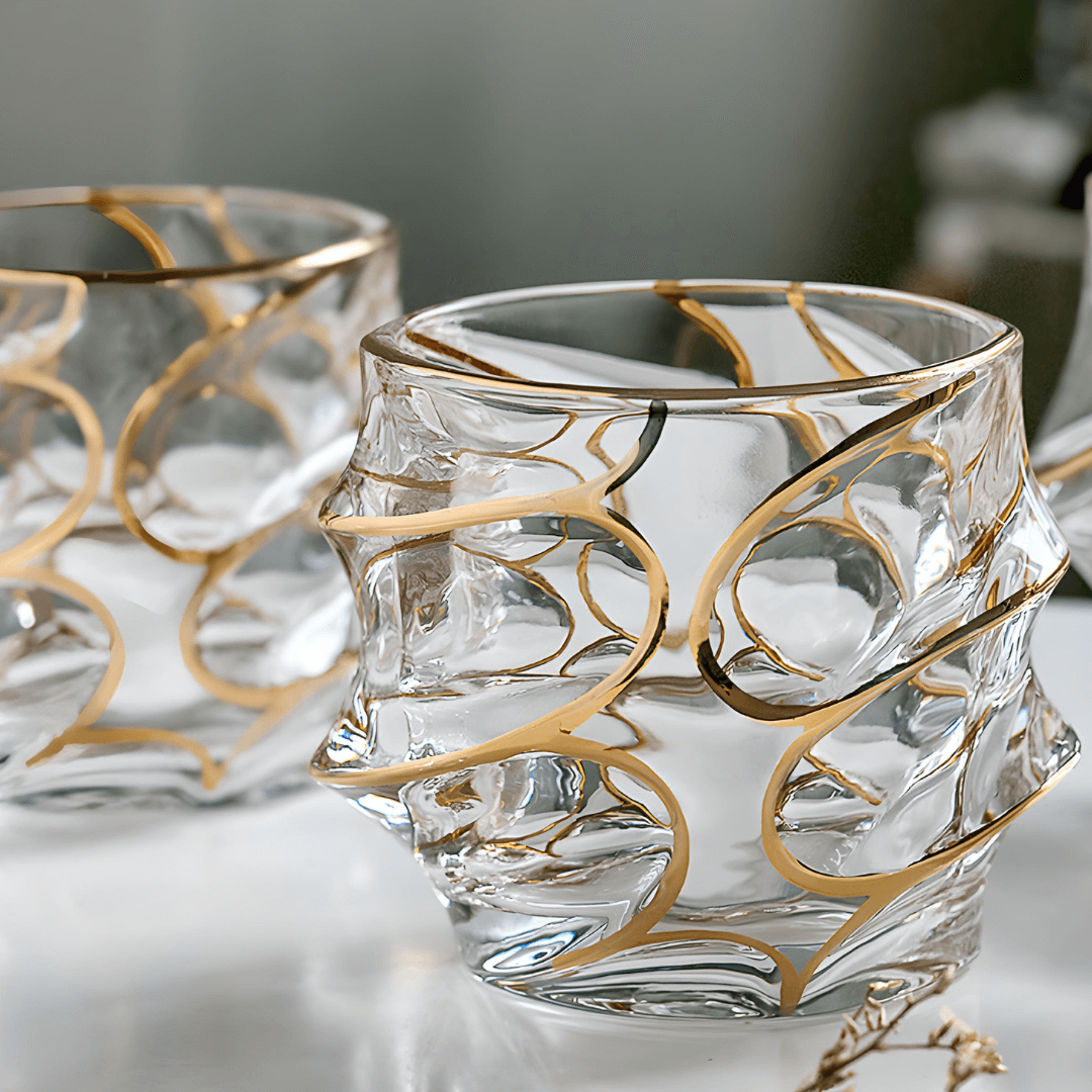 the Gold Line Storm Japanese Crystal Whisky Glass