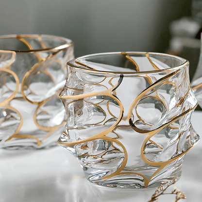 the Gold Line Storm Japanese Crystal Whisky Glass
