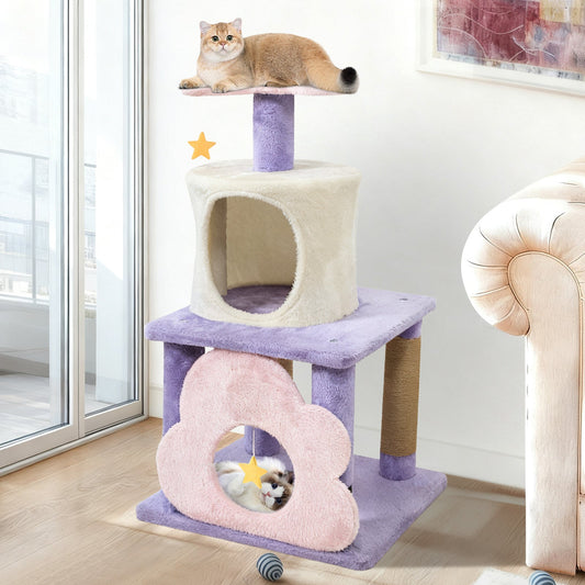 31.5" Cute Modern Cat Tree Multi-Level Kitten Tower - Tampa Home & Garden Store