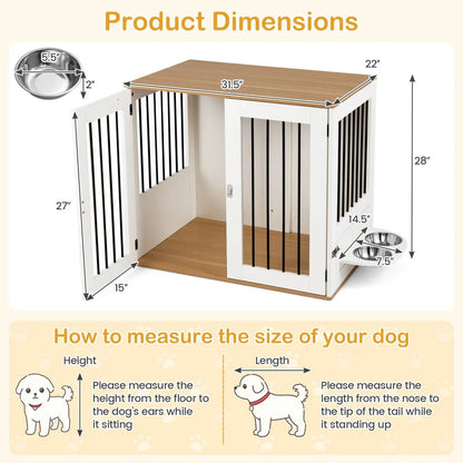 Wooden Dog Crate Furniture With Double Lock Doors