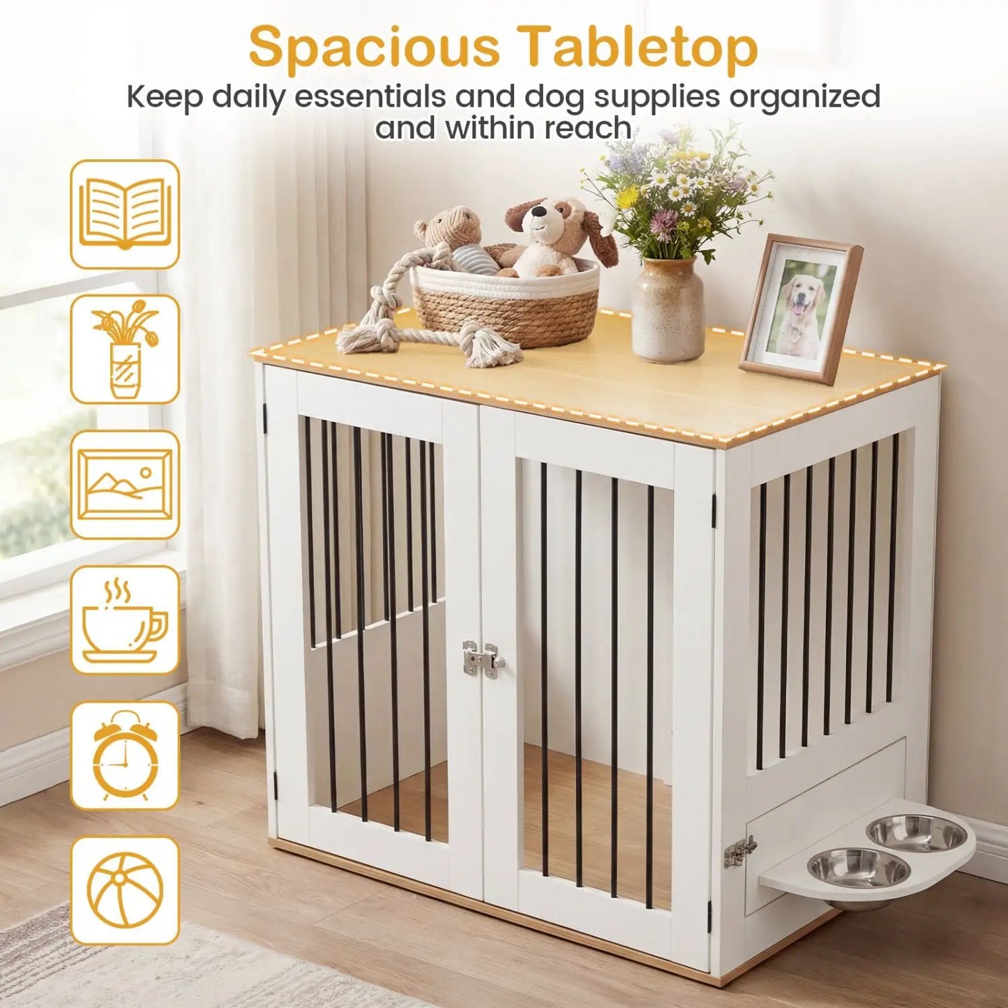 Wooden Dog Crate Furniture With Double Lock Doors