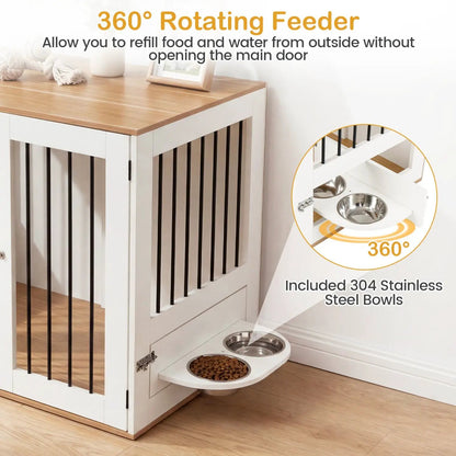 Wooden Dog Crate Furniture With Double Lock Doors
