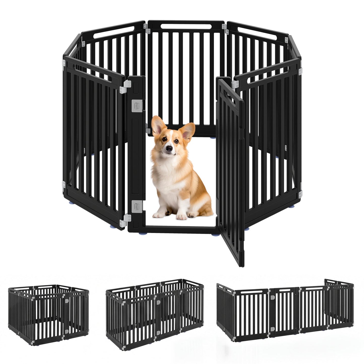 8-Panel Dog Playpen by DirectDeals, black HDPE, 31.5in height, modular indoor/outdoor on Tampa Home & Garden Store